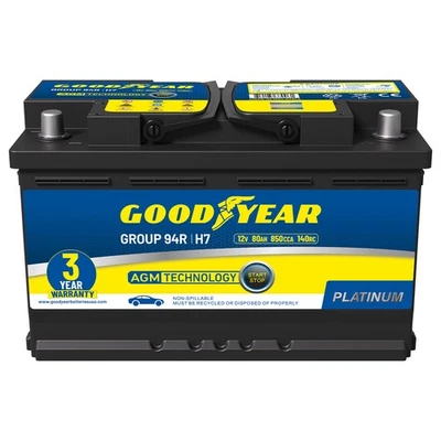 Batería automotriz Goodyear Group 94R 12V 80 AH, 140RC, 850 CCA Platinum AGM Foto 1 de 4