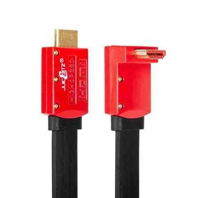 HDMI Cable 4k Ultra HD 2160p Flat HDMI 2.0 Lead Straight to Angled 90 Degree UHD - Image 1 of 4