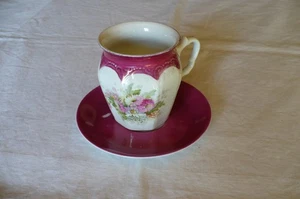 Antike altes Kaffeehaferl -Tasse mit Untertasse Mitterteich Bavaria um 1920 - Bild 1 von 2