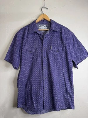 Cinch Western Para Hombres Talla M Ajuste Moderno Perla A Presión Manga Corta Patrón Completo Foto 1 de 4