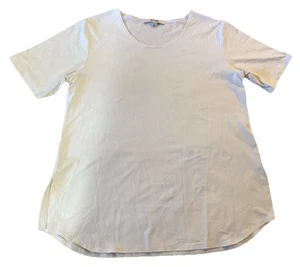 Sympli Womens White Short Sleeve Side Slit Nylon Jersey Stretch T-Shirt Sz 12 - Picture 1 of 9
