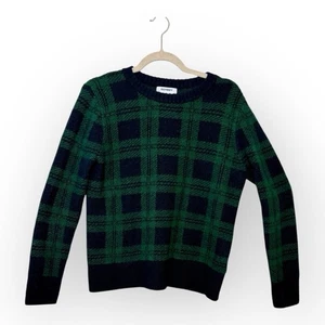 Old Navy Green & Navy Tartan Plaid Cozy Sweater S — Preppy Heritage Knit S - Bild 1 von 6