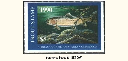 Estampilla de trucha de Nebraska Halfpricefish 1990 $5,00 Foto 1 de 1