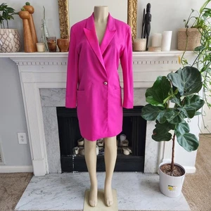 Trixi Schober Hot Pink Tuxedo Blazer Dress Wool Corpcore Office Siren Size 12 - Picture 1 of 12