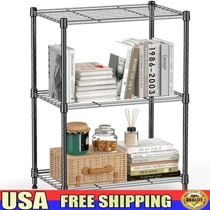 3 Tier Adjustable Metal Storage Shelves Heavy Duty Kitchen Garage Office New - Picture 1 of 39