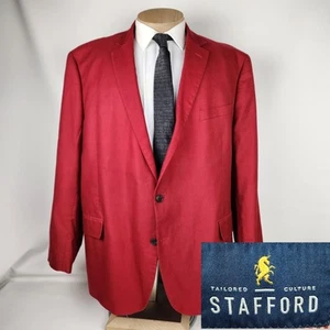 Stafford Signature Herren Sport Mantel 52R Rot Baumwolle Blazer Jacke - Bild 1 von 12