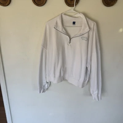 Sudadera Antigua Azul Marino Blanco Cuarto Cremallera Bordada Actitud Positiva XXL Alta Foto 1 de 4