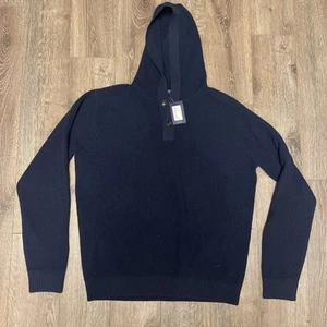 Felpa con cappuccio Peter Millar lana cashmere bottoni blu navy uomo nuova con etichette taglia XL $495 NUOVA - Foto 1 di 10