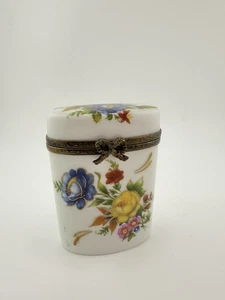 LIMOGES Rehausse HAUPTSCHARNIER Schmuckschatulle NADELETUI signiert Floral Frankreich - Bild 1 von 8