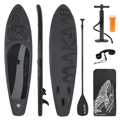 ECD-GERMANY Surfboard stand up paddle Makani tabla hinchable sup negro incluido accesorios