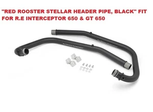 RED ROOSTER STELLAR HEADER PIPE, BLACK FIT FOR R.E INTERCEPTOR 650 & GT 650 - Picture 1 of 4