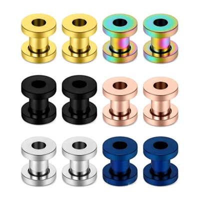 2X Flesh Tunnel Ohr Plug Screw Fit Piercing Edelstahl Ohrstecker Schraub Gewinde - Bild 1 von 4