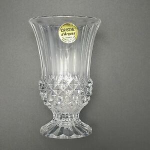 Crystal Vase 24% Lead Cristal D'Arques Durand Longchamp 5” Diamond Point Pattern