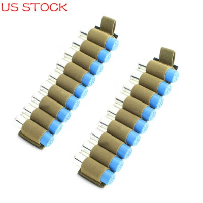 US 2pcs 9 Rounds 12 GA Shotgun Shell Holder Shotshell Mag Pouch Holder Tan - Image 1 of 4