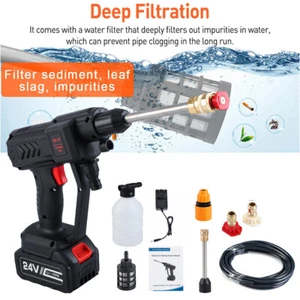 Wireless High Pressure Car Washer Gun Electirc Washing Machine & 24V Battery NSW - Picture 1 of 14