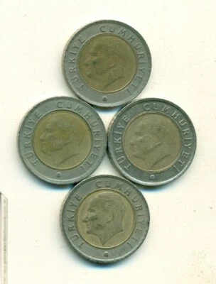 4 DIFFERENT BI-METAL 50 KURUS COINS from TURKEY (2009, 2010, 2011 & 2012) - Image 1 of 2