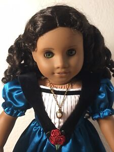 American Girl  Doll Cecile Rey 18'' African American Doll Meet Dress Hat GUC