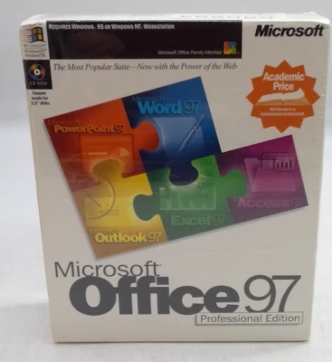 Microsoft Office 97 Professional Edition Full Version Big Box New  Academic - Image 1 of 4