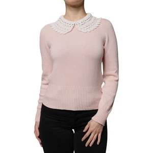 DOLCE & GABBANA Top Pink Cashmere Collar Knitted Long Sleeves IT40/US6/S 1180usd - Picture 1 of 9