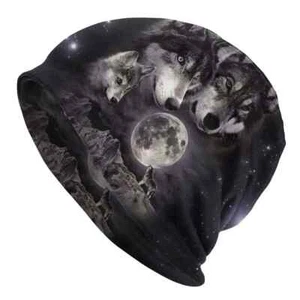 Mütze Beanie Wölfe Vollmond NEU - Bild 1 von 1