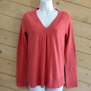 GAP Orange Baumwolle Kaschmirmischung V-Ausschnitt Basic Langarm Pullover Strick Oberteil S - Bild 1 von 9