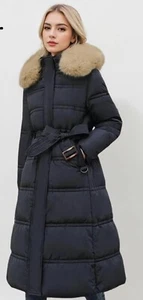 coat size 10 womens new Faux Fur Belted Coat - Picture 1 of 3