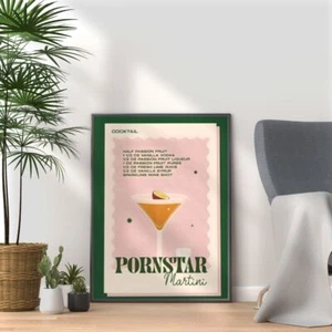 Pornostar Martini Vintage Cocktail Druck, Hausbar Kunst Retro Deko Zuhause, Küche - Bild 1 von 3