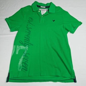 American Eagle Polo Shirt Mens Large Vintage Fit  Green Spellout Y2K 90s EUC! - Picture 1 of 7