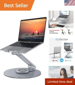 Premium Aluminum Portable Laptop Stand - Adjustable Height with Heat Vent Design - Picture 1 of 11