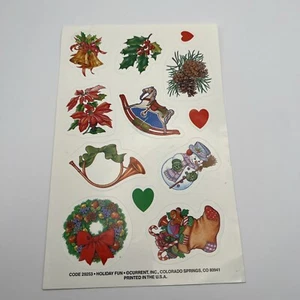 Adesivi Natale Vintage Current Inc USA Vacanze Pigne Cuori Corona Campana - Foto 1 di 7