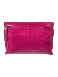 Auth LOEWE T Pouch clutch bag purse textured leather pink fuchsia gold hardware - Picture 1 of 7