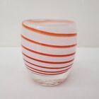 Glassybaby 3.5" Red & White Striped Handblown Glass Candle Holder