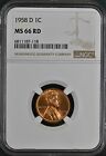 1958-D 1C RD Lincoln Wheat One Cent NGC MS66RD     6811187-118