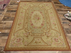 6'x9' Stunning French Aubusson floral chic hand knotted wool Needlepoint rug - Picture 1 of 9
