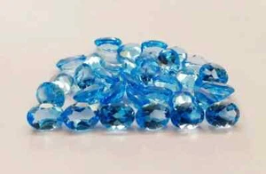 10 Pieces Lot Natural Swiss Blue Topaz Oval 6x8 MM Faceted Loose Gemstone - Picture 1 of 4