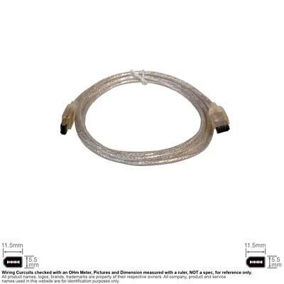 Cable Firewire IEEE 1394 400Mbps Shielded 6-Pin 6-Pin Male Silver 6FT #143459 - Image 1 of 2