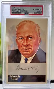 Warren Giles Signed Cut Postcard *PSA Slabbed* Perez Steele *MLB Commissioner* - Picture 1 of 1