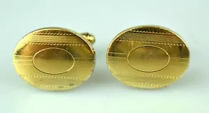 VINTAGE HAYWARD 1/20 12K GOLD FILLED OVAL CUFFLINKS LINE DESIGN NO MONOGRAM - Picture 1 of 5