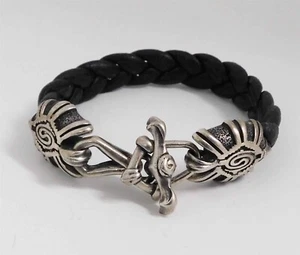 Pawn Era Navajo .925 Silver Leather 2000 Year Toggle Bracelet - Picture 1 of 5