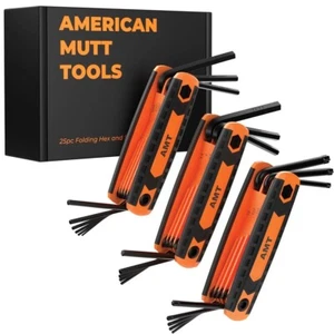 25pc Folding Allen and Torx Wrench Set | Metric, SAE Hex Key Sets and Star Keys - Picture 1 of 8