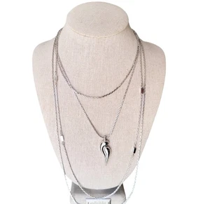 Monet Silver-toned Multi-layered Necklace with Sculptural Stylized Pendant - Picture 1 of 11