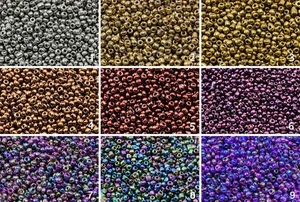 Rocailles Brillo Metálico Ø 2/3/4 mm 20/100 g Cuentas de Iris Cuentas de Vidrio, RP-75 - Imagen 1 de 11