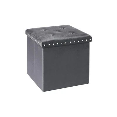 Sitzhocker mit Stauraum, Faltbarer Sitzwürfel aus Samt, Polsterhocker mit Auf... - Bild 1 von 4