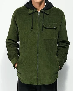 Empyre Fluke green hooded corduroy woven long sleeve shirt men’s Large - Picture 1 of 6
