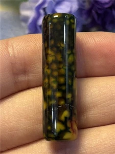 KU67668 37x10mm Colorful Fire Dragon Veins Agate Cylinder Pendant Bead - Picture 1 of 1