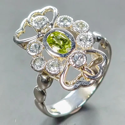 Anillo Antiguo Anillo Peridoto Natural Plata de Ley 925 Talla 8.5/R446766 Foto 1 de 4