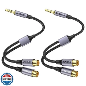 MOSWAG 3.5mm to Dual RCA Audio Cable 2 Packs,3.5mm Male to 2 RCA Female Headp - Picture 1 of 5