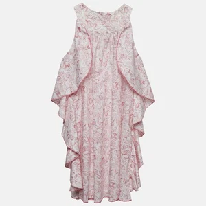 Christian Dior Kids Pink Printed Cotton Ruffle Detail Dress 8 Yrs - Picture 1 of 5