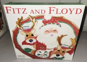 Fitz & Floyd Santa's Flight Canape Plate Sealed - Picture 1 of 2