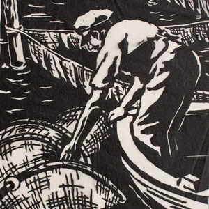 Fischer Boddenfischer an der Aalreuse Ostdeutsche Kunst sign Holzschnitt 1963 - Picture 1 of 4